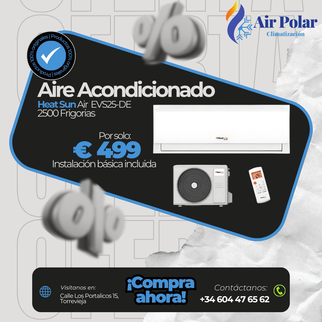 HeatSun EVS25-DE (2500 Frigorías) + Instalación → 499€