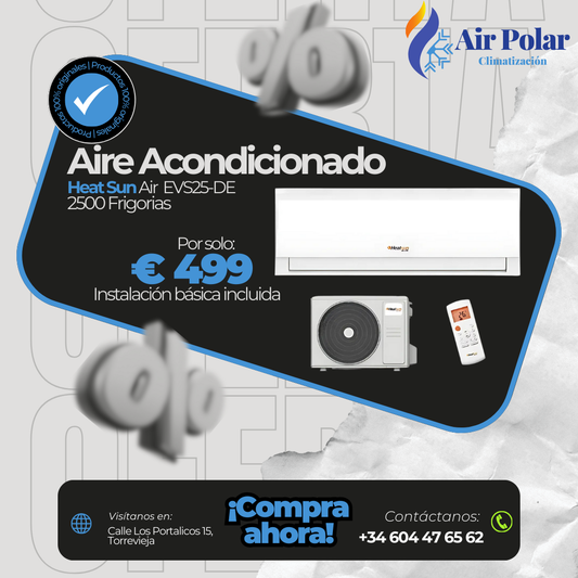 HeatSun EVS25-DE (2500 Frigorías) + Instalación → 499€