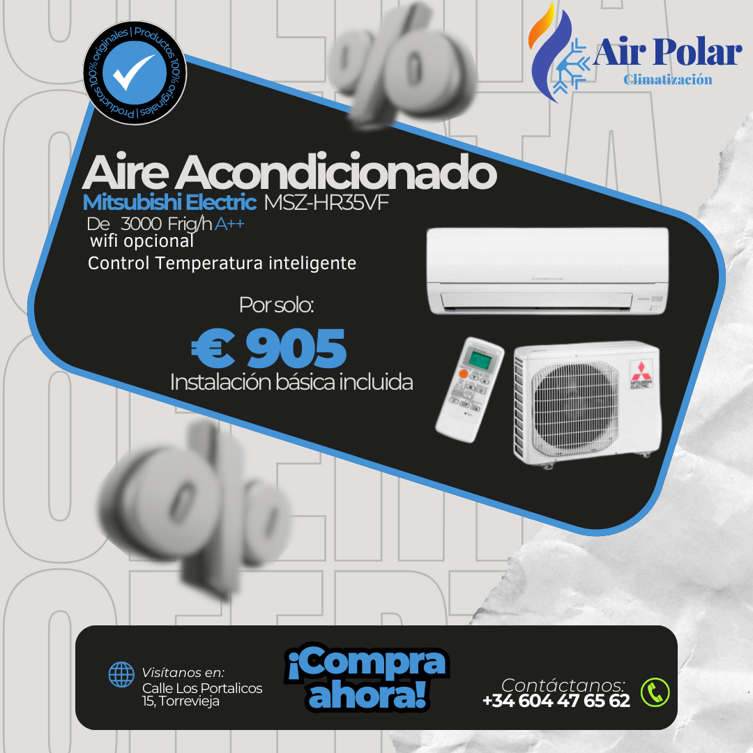 Mitsubishi Electric MSZ-HR35VF (3000 Frigorías) + Instalación → 905€